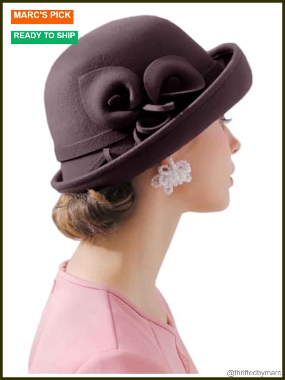 Women Vintage Wool Felt Bucket Cloche Bowler Hat Church Wedding Winter Fedora